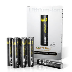 Imuto 1300mWh Lithium-ion AAA Rechargeable Batteries – 8-Pack