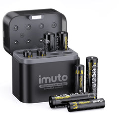 Imuto 3000mWh AA & 1300mWh AAA Lithium& NiMH Set with 8-Slot Charger 8-Pack