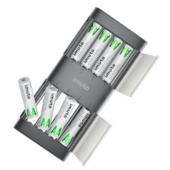 Imuto 2000mWh AA Lithium Battery Set with 8-Slot Charger 8-Pack