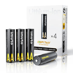 Imuto 3000mWh Lithium-ion AA Rechargeable Batteries – 4-Pack / 8-Pack