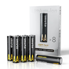 Imuto 3000mWh Lithium-ion AA Rechargeable Batteries – 4-Pack / 8-Pack