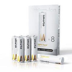 Imuto 3600mWh Lithium-ion AA Rechargeable Batteries – 4-Pack / 8-Pack