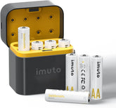 Imuto 3600mWh AA Lithium Battery Set with 8-Slot Charger 8-Pack