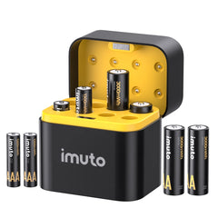 Imuto 3000mWh AA & 1300mWh AAA Lithium Battery Set with 8-Slot Charger 8-Pack