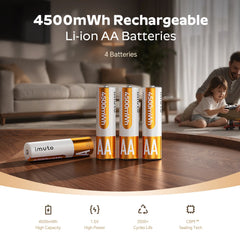 imuto 4500mWh AA Lithium Battery Set With 4-Slot