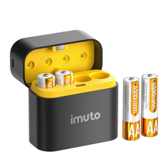 imuto 4500mWh AA Lithium Battery Set with 4-Slot Charger 4-pack
