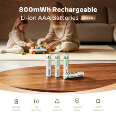 Imuto 800mWh AAA Lithium Battery Set With 4-Slot