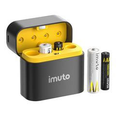 Imuto 3600mWh AA & 1300mWh AAA Lithium Rechargeable Battery Set – Fast Charging 4-Slot Smart Charger Included