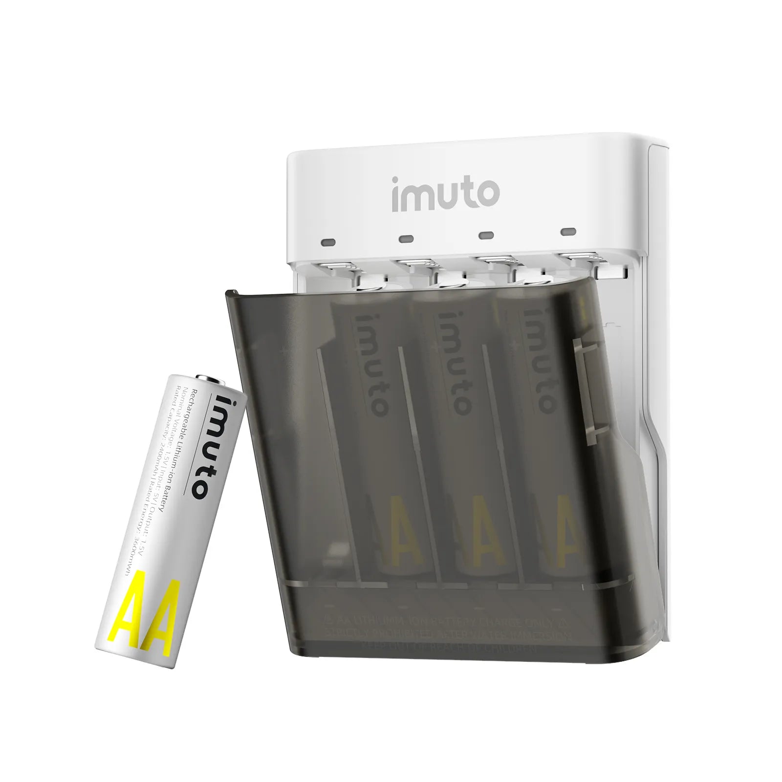 Imuto 3600mWh AA Rechargeable Battery Power Case 4-Pack