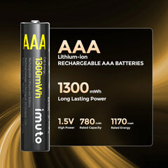 Imuto 1300mWh Lithium-ion AAA Rechargeable Batteries – 8-Pack