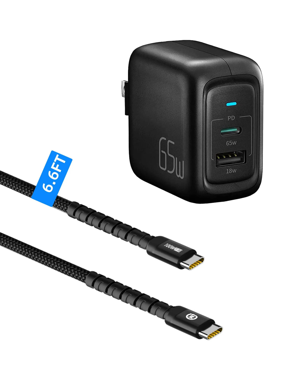 imuto USB C Charger 65W，100w usb c to usb c cable ( 6.6FT Neylon)