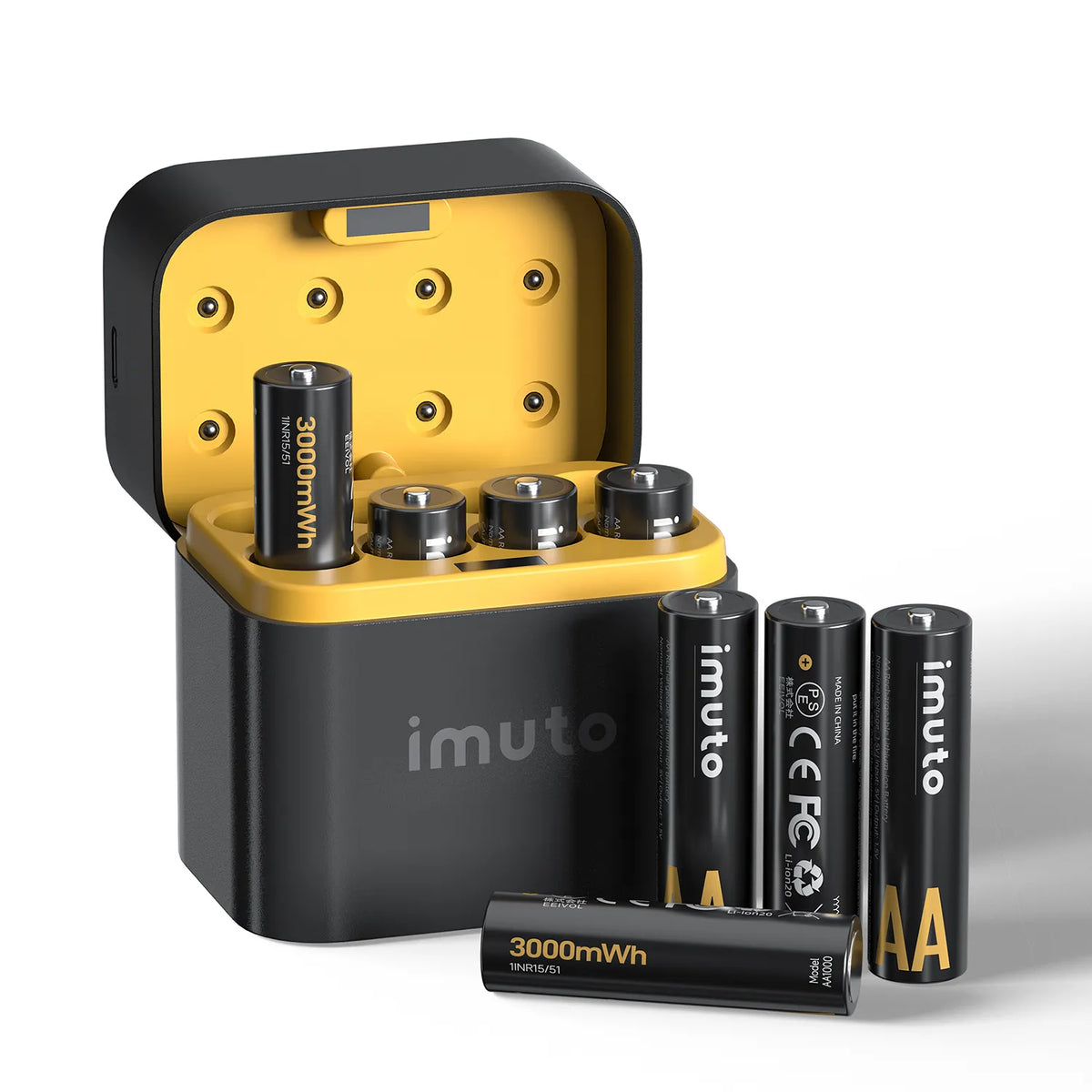 Imuto 3000mWh AA  Lithium Battery Set with 8-Slot Charger 8-Pack