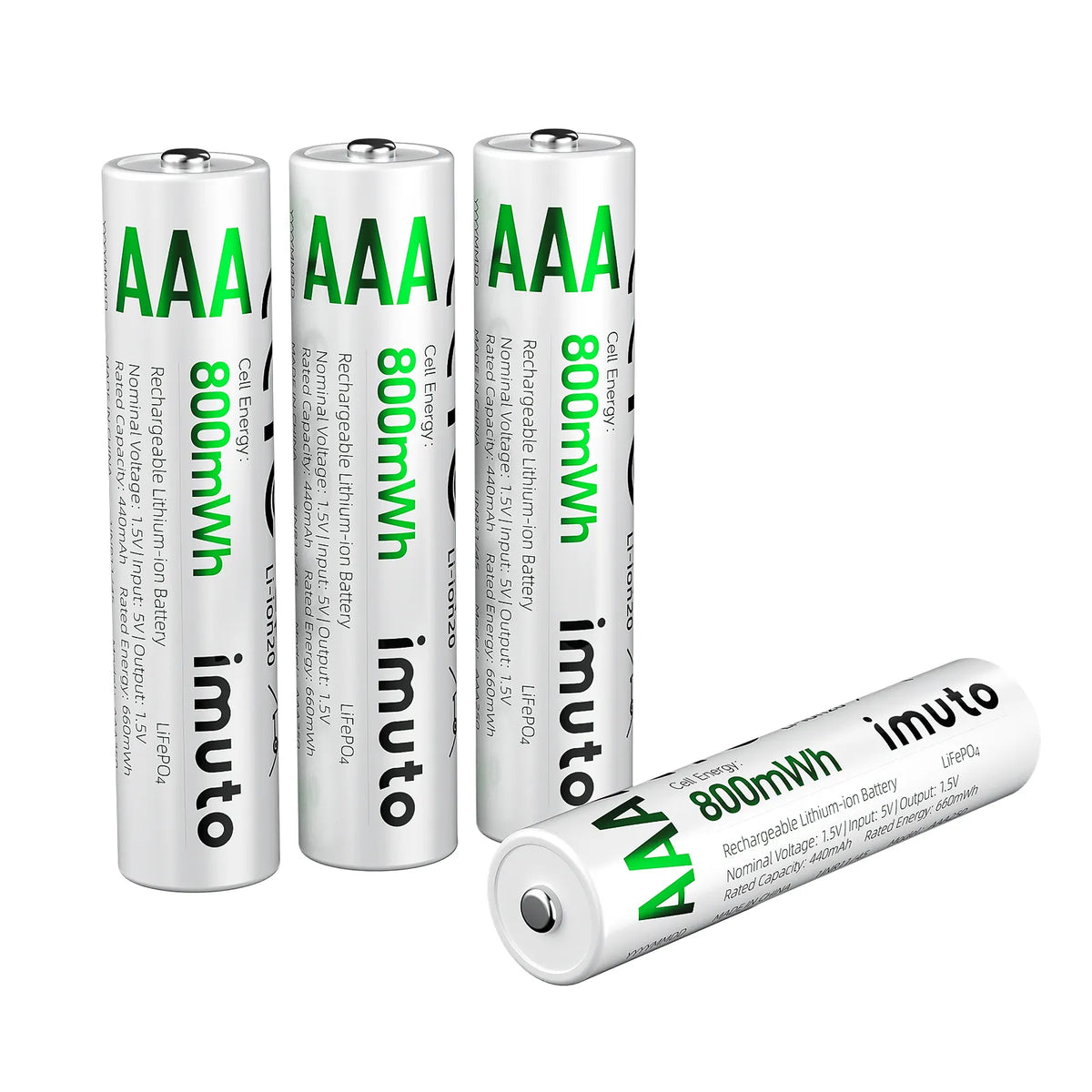 Imuto 800mWh AAA Lithium Battery Set With 4-Slot