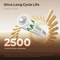Imuto 800mWh AAA Lithium Battery Set With 4-Slot